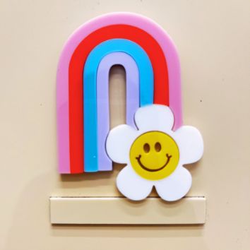 APLIQUE ARCO-ÍRIS COM FLOR